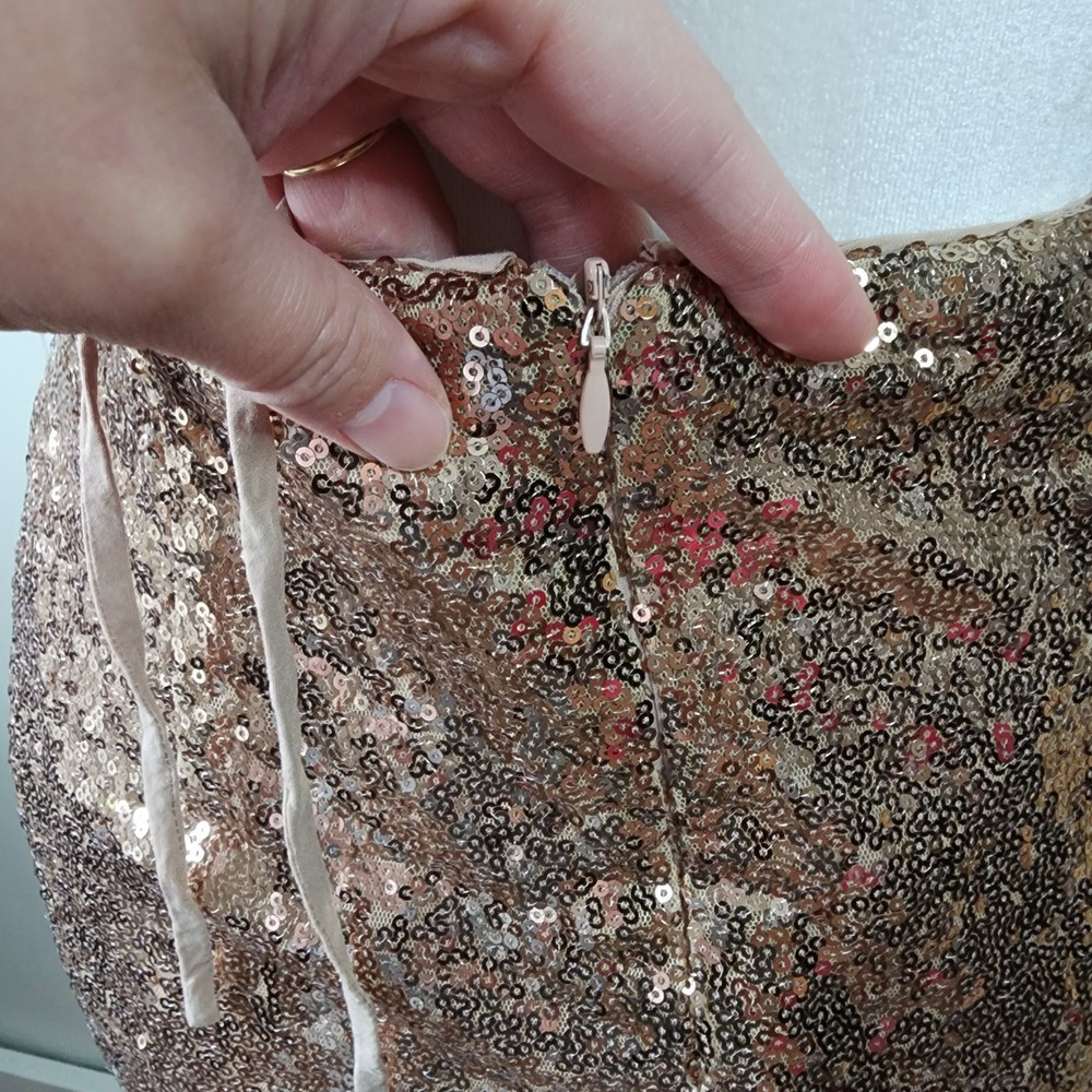 Lulus Rose Gold Sequin Bodycon Backless Mini Dress Medium - Picture 8 of 8